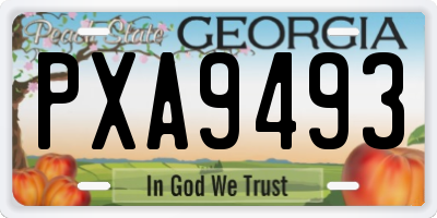 GA license plate PXA9493