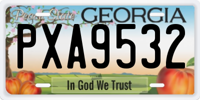 GA license plate PXA9532
