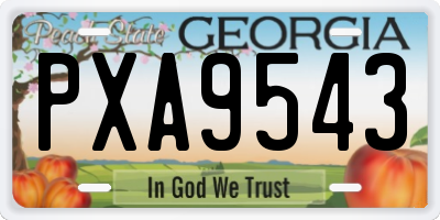 GA license plate PXA9543