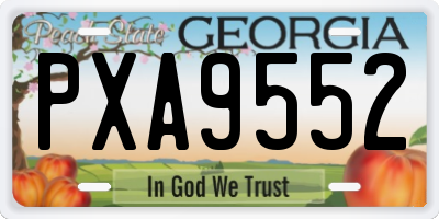 GA license plate PXA9552