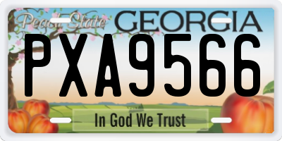 GA license plate PXA9566