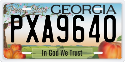 GA license plate PXA9640