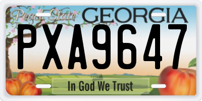 GA license plate PXA9647