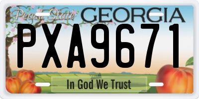 GA license plate PXA9671