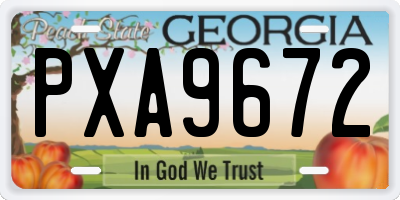 GA license plate PXA9672