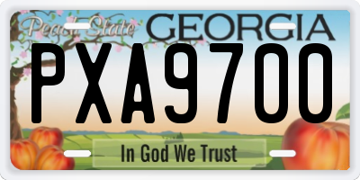 GA license plate PXA9700