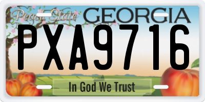 GA license plate PXA9716