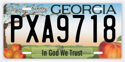 GA license plate PXA9718