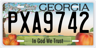 GA license plate PXA9742