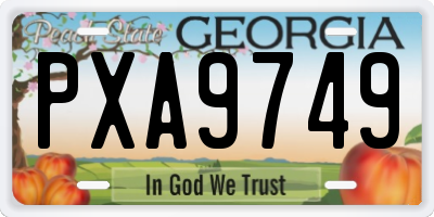 GA license plate PXA9749