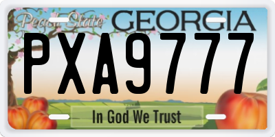 GA license plate PXA9777