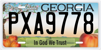 GA license plate PXA9778
