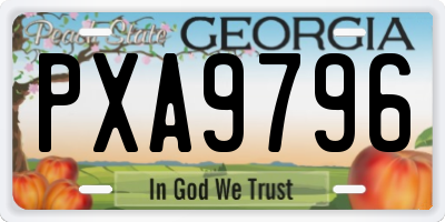 GA license plate PXA9796
