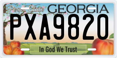 GA license plate PXA9820