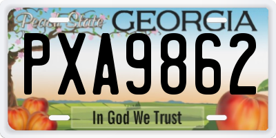 GA license plate PXA9862