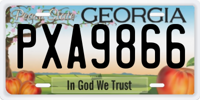 GA license plate PXA9866