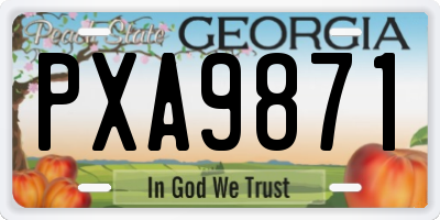 GA license plate PXA9871