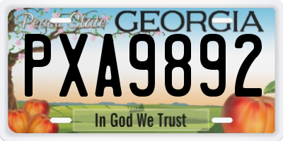 GA license plate PXA9892