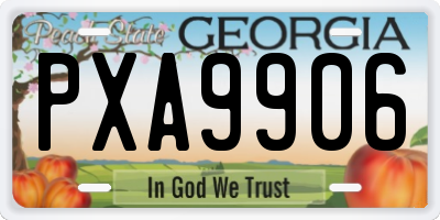GA license plate PXA9906