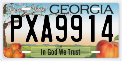 GA license plate PXA9914