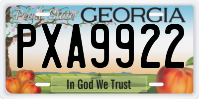 GA license plate PXA9922