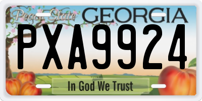 GA license plate PXA9924