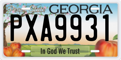 GA license plate PXA9931