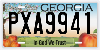 GA license plate PXA9941