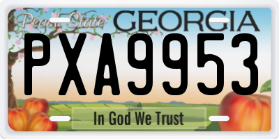 GA license plate PXA9953