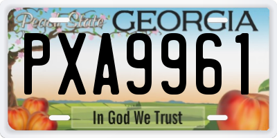 GA license plate PXA9961