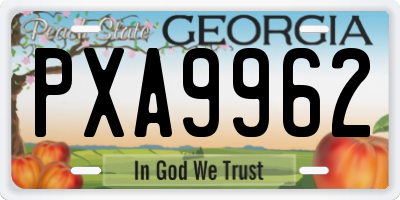 GA license plate PXA9962