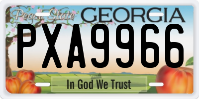 GA license plate PXA9966