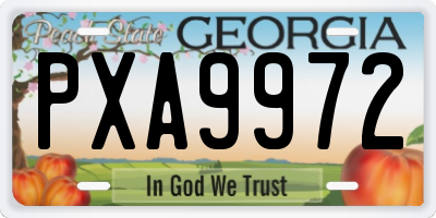 GA license plate PXA9972