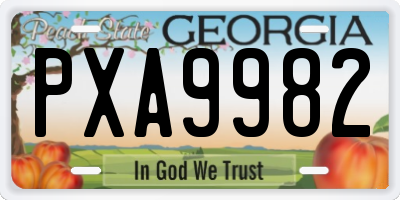 GA license plate PXA9982