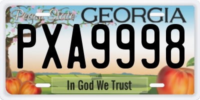 GA license plate PXA9998