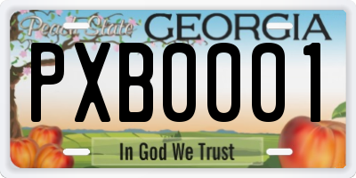 GA license plate PXB0001
