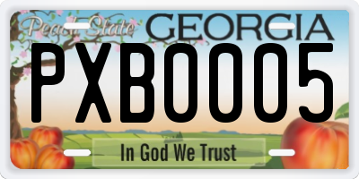 GA license plate PXB0005