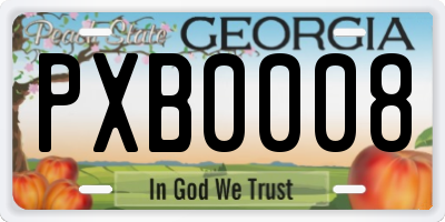 GA license plate PXB0008
