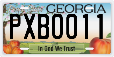 GA license plate PXB0011
