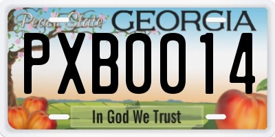 GA license plate PXB0014