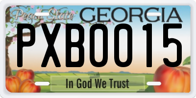 GA license plate PXB0015