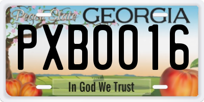 GA license plate PXB0016