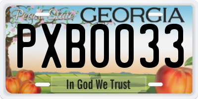GA license plate PXB0033