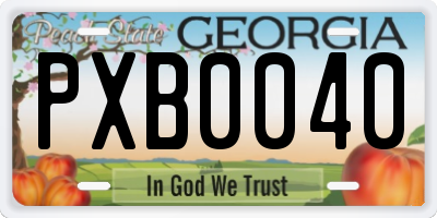 GA license plate PXB0040