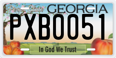 GA license plate PXB0051