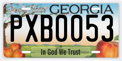 GA license plate PXB0053