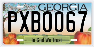 GA license plate PXB0067