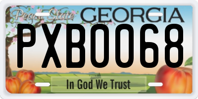 GA license plate PXB0068