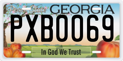 GA license plate PXB0069
