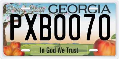 GA license plate PXB0070